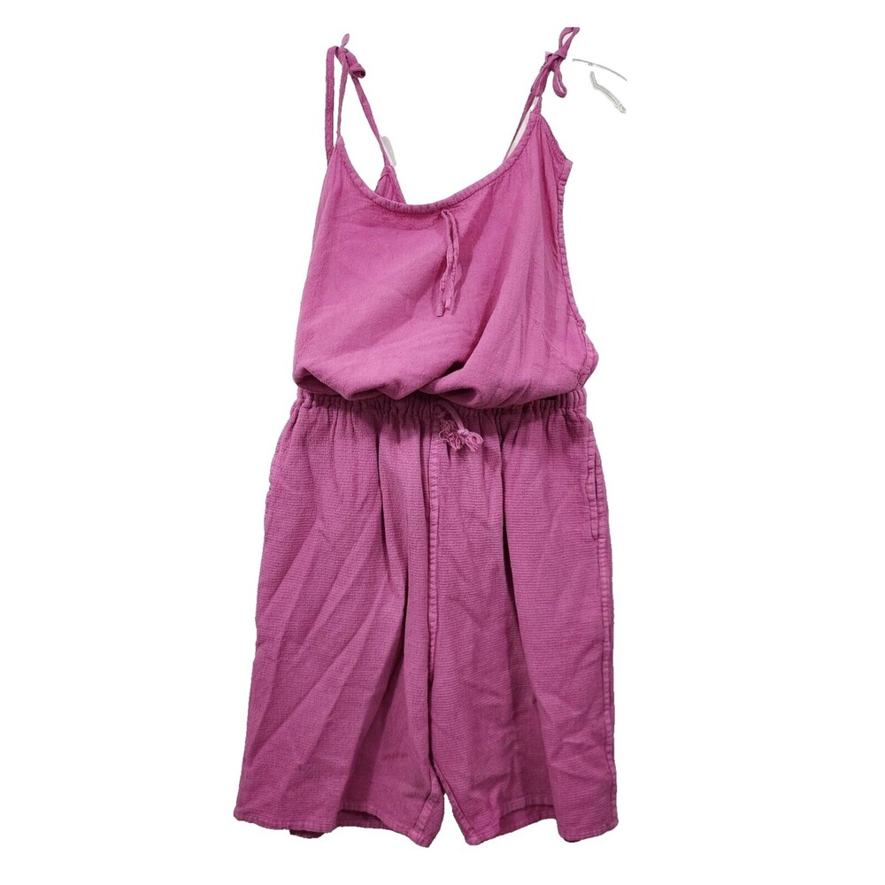 El Huarache High-Waist Pink Short Set Size S Lagenlook Gauze Cotton Hand Made